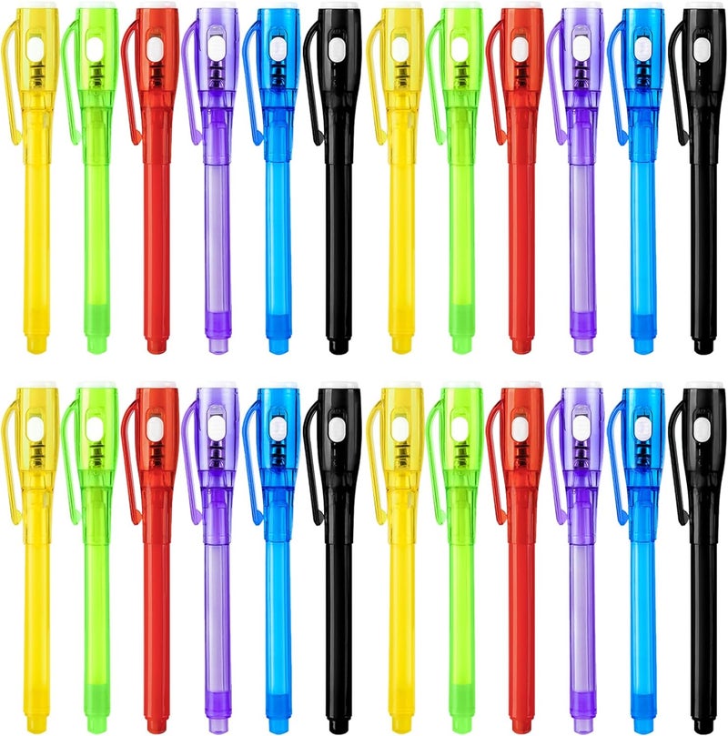UTOBSOV 24 PCS Invisible Ink Pen with UV Light Magic Marker Spy Pen Party Favors for Kids Goodie Bags Stuffers for Kids Birthday Gifts Classroom Prizes - Image 1